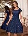BeryLove Homecoming Dresses for Teens Sequin Dress Square Neck Midi Cocktail Party Formal Dress Flutter Short Sleeve Stretchy Bridesmaid Prom Dresses S005 Navy S