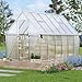 8x12 FT Outdoor Greenhouse, Heavy-Duty Polycarbonate Greenhouses Kit with Reinforced Aluminum Frame, Adjustable Roof Vent & Quick-Connect System for All Seasons & Winter Use