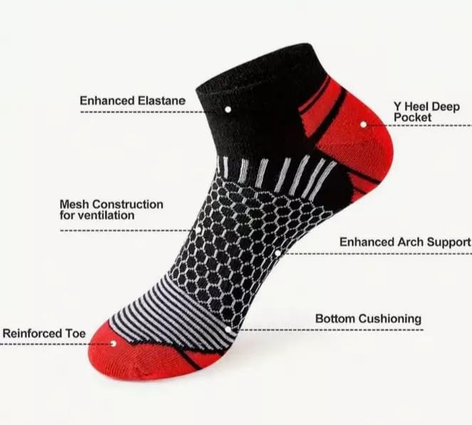 MEN'S ANKLE SOCKS (6 Pairs) Multi-Colored Six Pair Pack Short Athletic Sport Footwear (Size 6-10)2