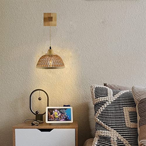 Lámparas de pared retro E27 aplique interior de bambú para dormitorio con interruptor 7