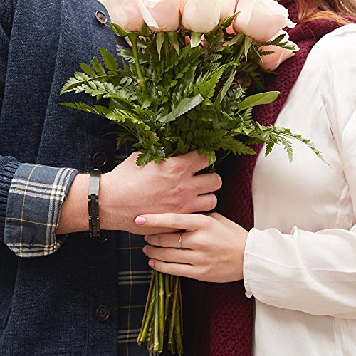 Eve's Addiction Men's Custom Engraved Titanium Id Bracelet, 12Mm Wide, 8 Inches Long - Personalized Name Bracelet For Him - Custom Boyfriend Gifts - Father's Day Bracelet - Gifts For Dad #TOP2