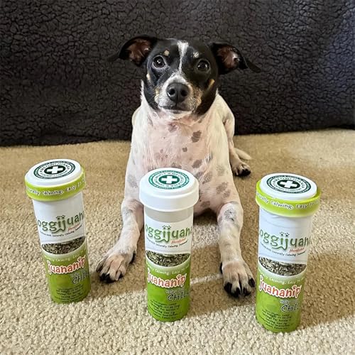 Image of Doggijuana Juananip Refill Bottle for Dogs | Natural Calming Catnip | Organic ground calming catnip for dogs; natural aid for anxiety, storms & travel; grown in USA, refill for toys & beds