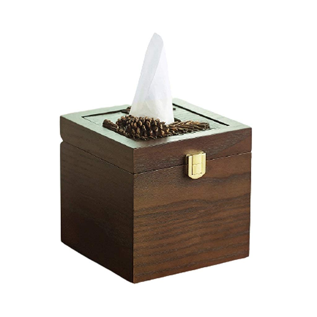 Toilet paper holder，Pine Cone Wooden Tissue Box Square Desktop Paper Storage Holder Cover Napkin Dispenser Suitable for Home Office