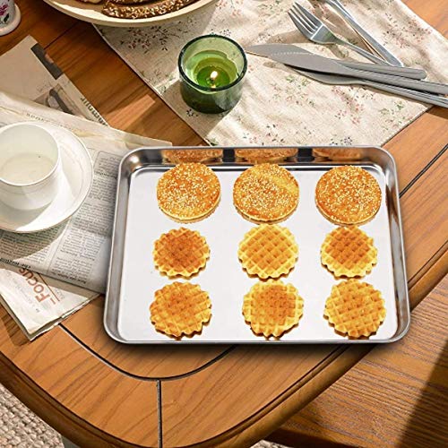 Baking Sheets 2 Pieces, Bastwe Cookie Sheets Set Stainless Steel Baking Pans Toaster Oven Tray Pans, Rectangle Size 12 × 10 × 1 Inch, Rustproof & Healthy & Easy Clean & Dishwasher Safe #TOP3