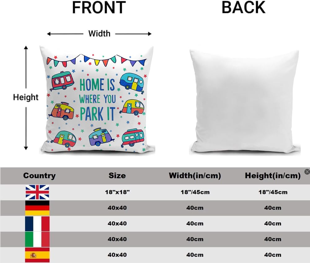 HUASHUZI Cushion Cover Campervan Aaccessories uk Gifts Motorhome Gadgets Caravan Camping Pillow Cover Decor Home Throw Pillow Case Decorate for Holiday Couch Bed Sofa 18"x18" - Image 2