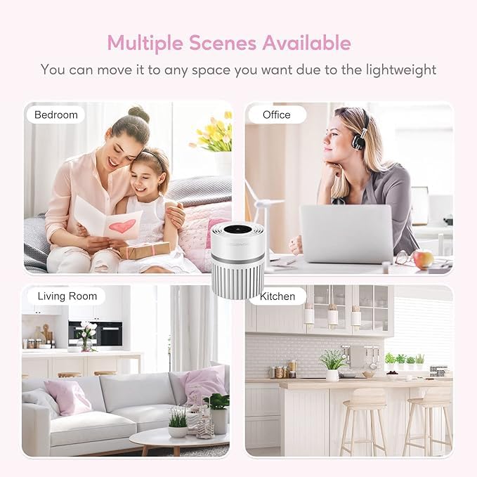 Miniatura 5 de MEGAWISE Purificador de aire EPI810 para habitación grande, cobertura de 215 pies cuadrados, monitor de calidad del aire en tiempo real, esponja de