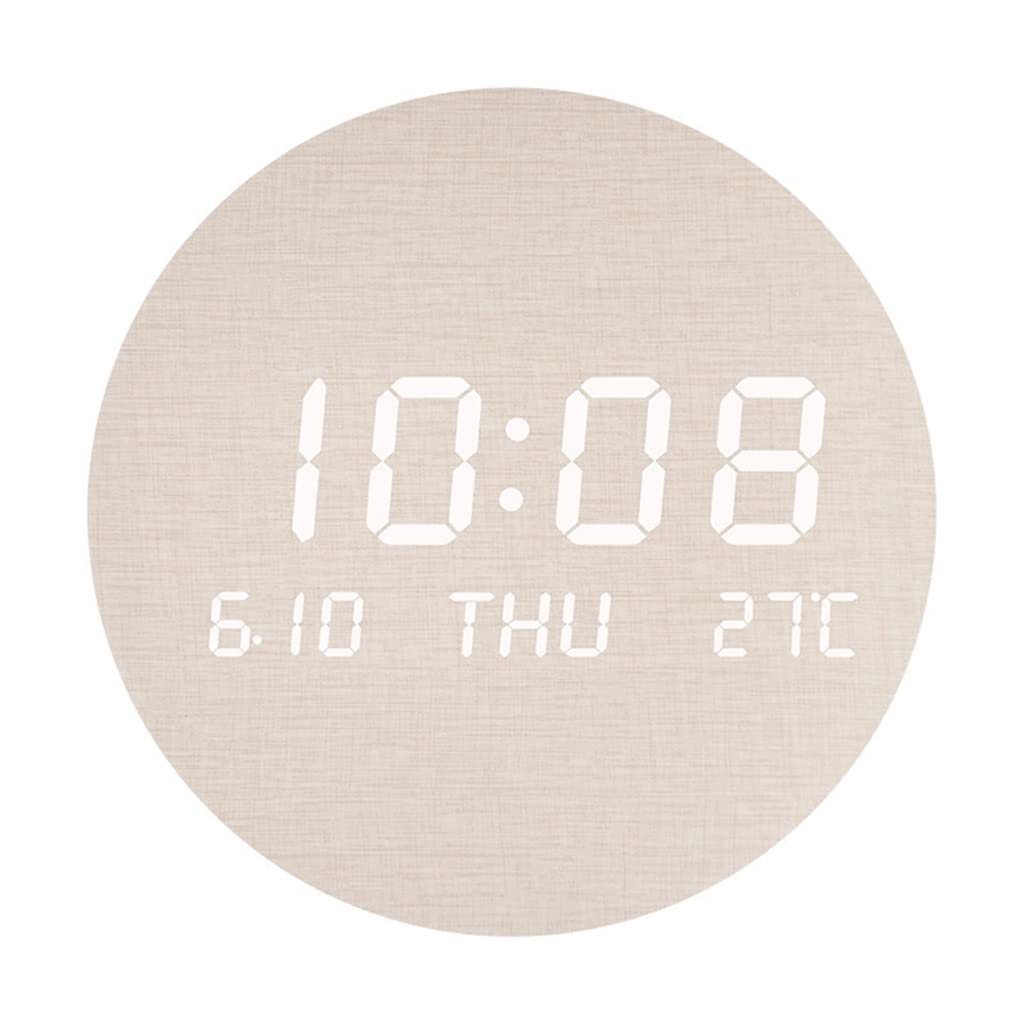 n/a Wooden Led LED Digital Clock Luminous Silent Temperature Nordic Watch Wall Mounted Clocks Home (Color : A, Size : 19.5x19.5cm)