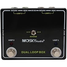 Dual Loop Effects Pedal for Guitar, 2-Channel Loop Switcher with Tuner Out & Amp Selector, Aluminum Enclosure, 9V DC 1000mA, Black