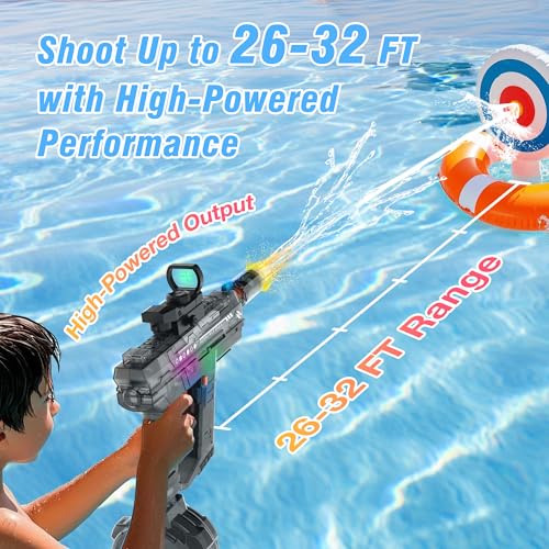Electric Water Guns for Adults & Kids,Realistic Automatic Water Gun with 26-32 FT Long Range,800ml Large Water Tank,Splash-Resistant Design,Summer Outdoor Pool Beach Toy for Backyard Games(2 Pack) by Lawdiey - Image 4