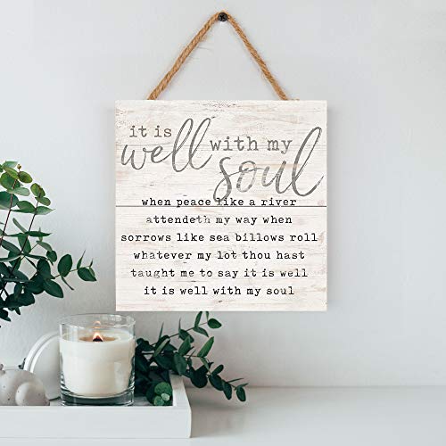 P. Graham Dunn Whitewash 7 X 7 Inch Wood Pallet Wall Hanging Sign, It Is Well With My Soul #TOP2
