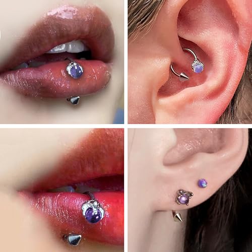 16G 2PCs Dragon Claw and Spike Snake Bite Jewelry, Hoop Lip Rings Snake Bites, Horseshoe Labret Jewelry for Lip Piercing, 8mm 10mm 12mm Hoop3