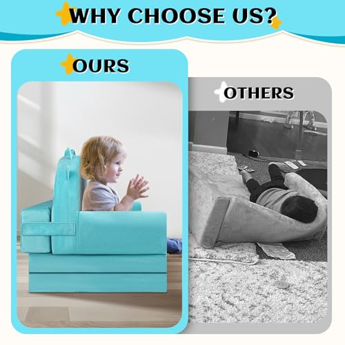 lapee 2-in1 Toddler Foldable Chair and Lounger w/ Reinforced Magic-Tape Backrest and Removable Washable Cover (Dino, Rainbow, Crown) - image 5