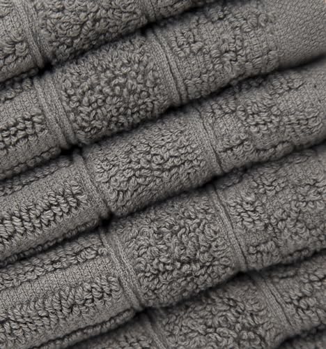 Image of PH Pleasant Home Diamond Wash Cloths Set - 12 Pack (12 inch x 12 inch) - 509 GSM - 100% Ring Spun Cotton Wash Cloth - Super Soft and Highly Absorbent Face Towels(Dark Grey)