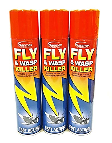 Sanmex 3 PCS FLY & WASP KILLER INSECTICIDE FAST ACTING PEST AEROSOL SPRAY 300ML
