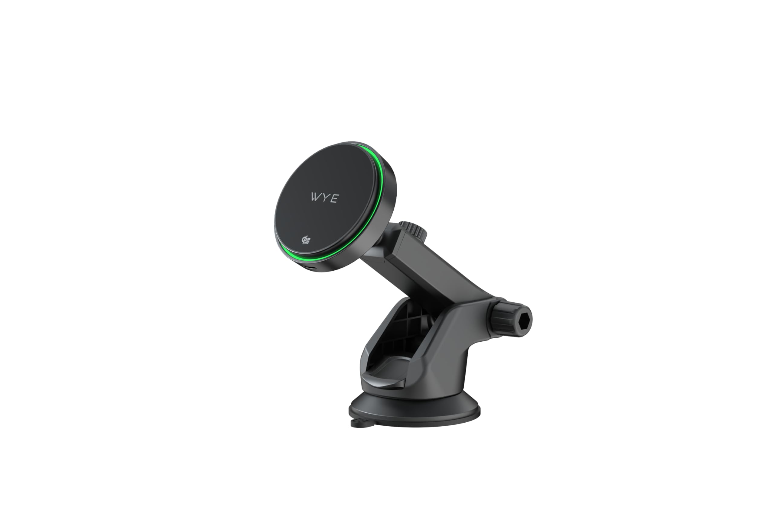 WYE Caricabatterie magnetico wireless da auto da 25 W con ricarica rapida Q12.2-MPP, supporto da cruscotto USB-C e indicatore LED per smartphone Qi, nero