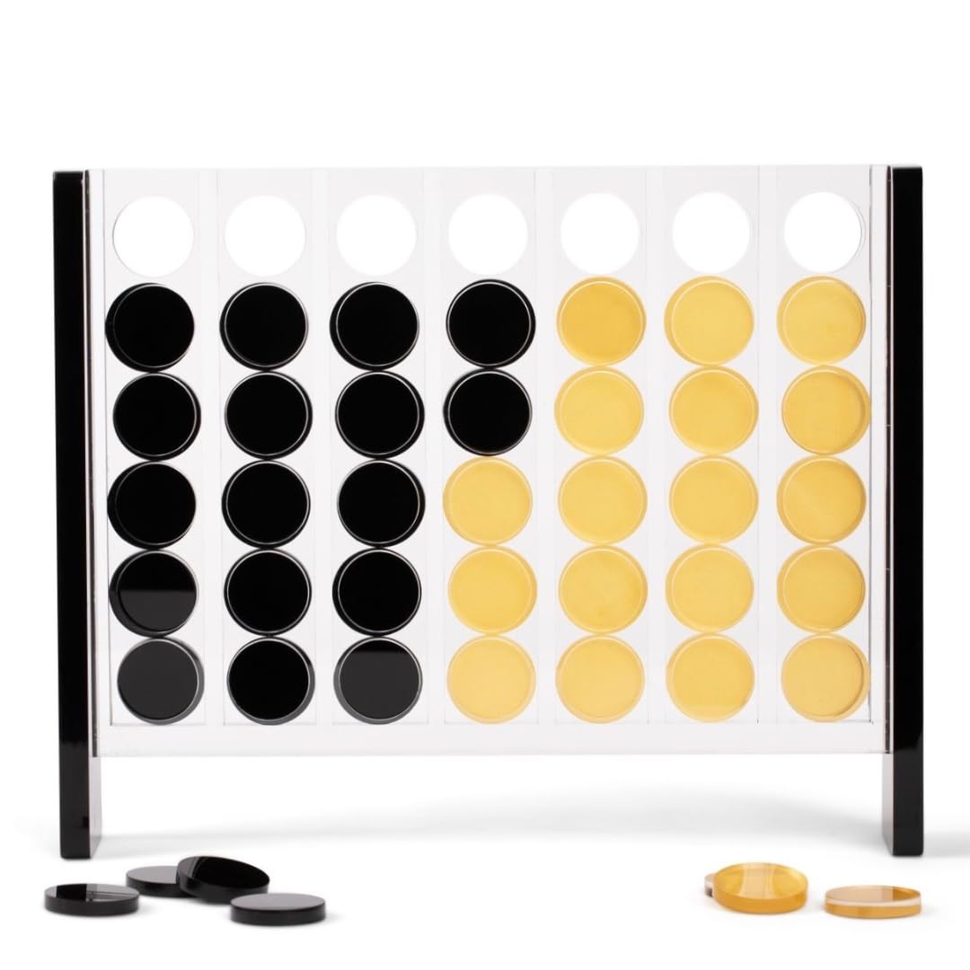 Unique Four in a Row - Juego de acrílico de 4 en fila - Juego de mesa estético - Juegos de mesa para 2 jugadores para la familia - Juegos de mesa de viaje - Juego de estrategia clásico para la familia