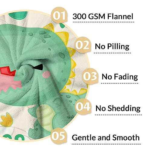 Dinosaur Blanket Gifts - 60"x80" Cute Throw for Girls - Green Soft Fuzzy Blankets for Bed, Couch & Living Room