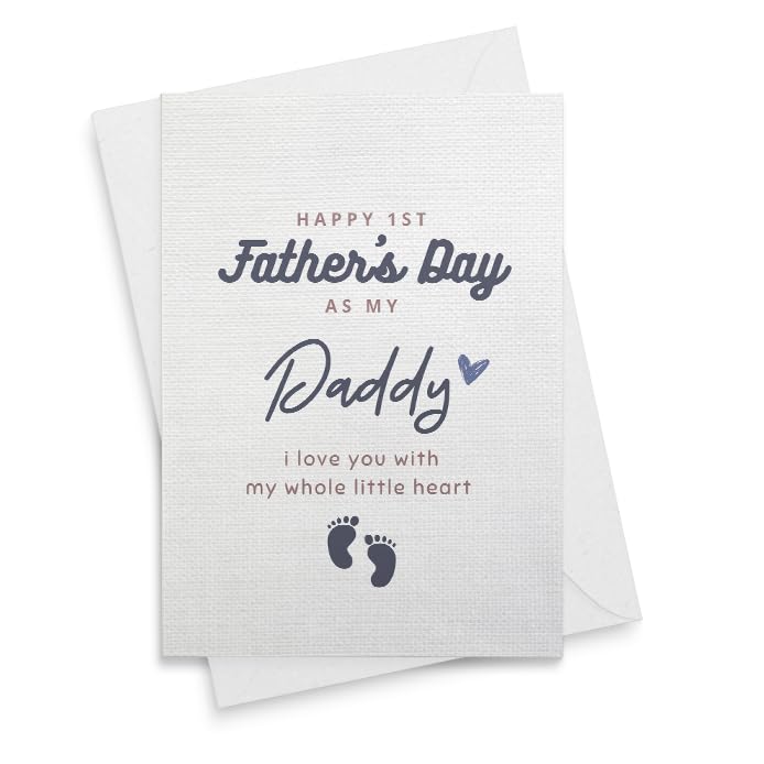 HandmadeHappy 1st Fathers Day Daddy Card, 1st Fathers Day From Baby Gift, Happy First Father's Day Daddy Greeting Card [00888]