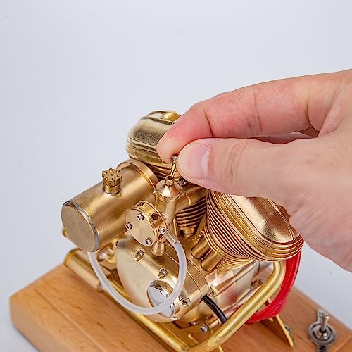 Gasoline Engine Model Kit, Miniature 4.3CC OHV V-Twin Double-Cylinder 4-Stroke Air-Cooled Internal Combustion Engine Model for STEM Learning & Physical Experiment Demontration - Image 5