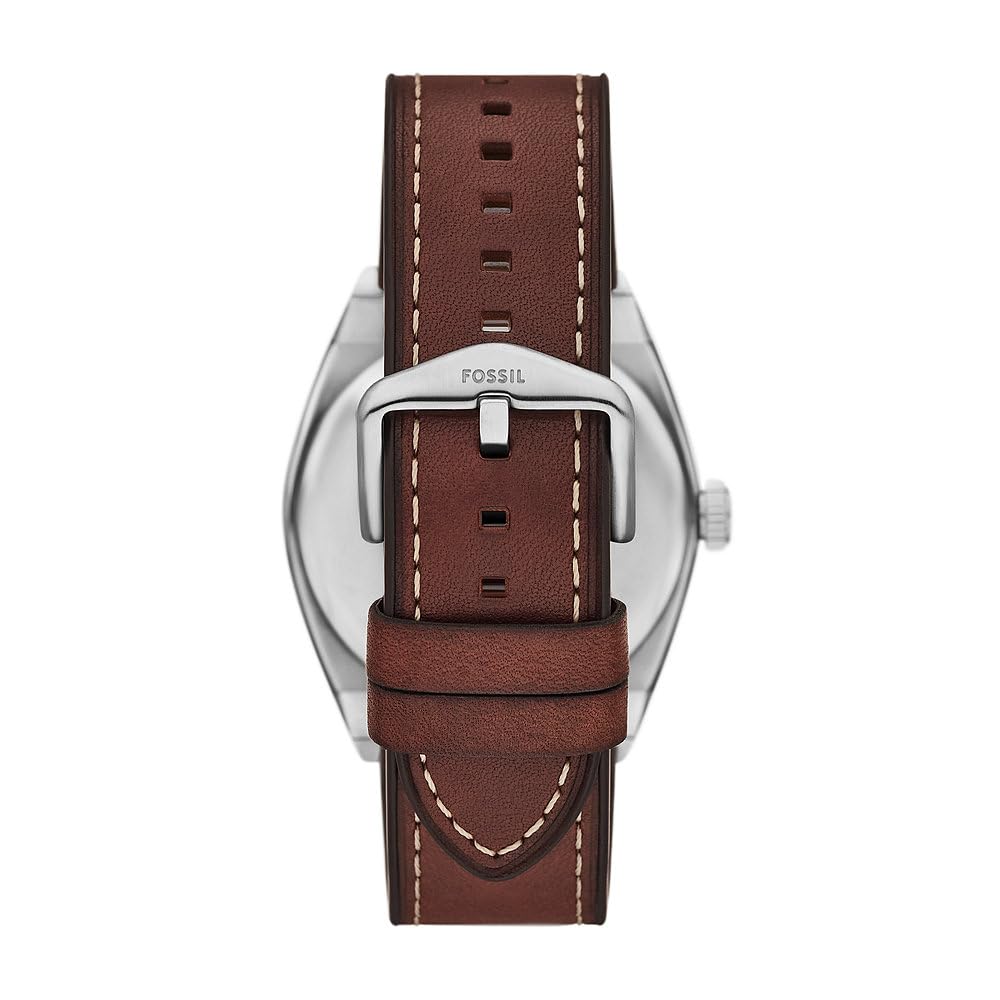 Fossil Everett Herrenuhr, Quarz-Dreizeiger-Datumswerk mit Edelstahl- oder Lederarmband