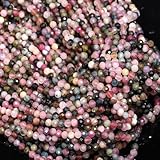 Song Xi 120pcs 3mm Natural Tourmaline Gemstone Beads Faceted Round Loose Stone Beads for Jewelry Making (1 Strand)