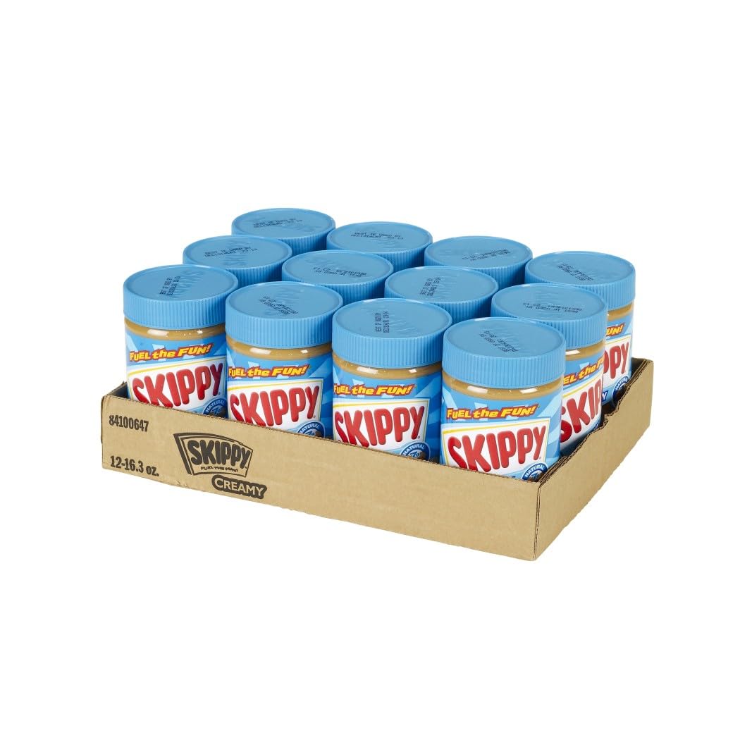 SKIPPYPeanut Butter, Creamy, 7 g protein per serving, 16.3 Ounce (Pack of 12)