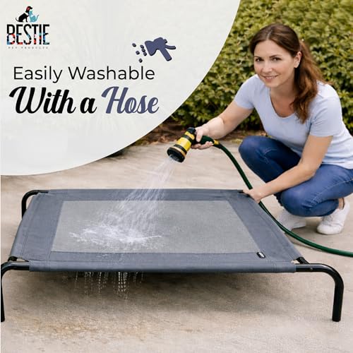 Image of Extra Large(XL) Elevated Cooling Dog Cot Bed with High-Strength Powder Coated Steel Frame, Breathable Mesh, Rust-Proof, Easy to Clean, Indoor /Outdoor Use- 51 X 30 X 8 Inches, Grey