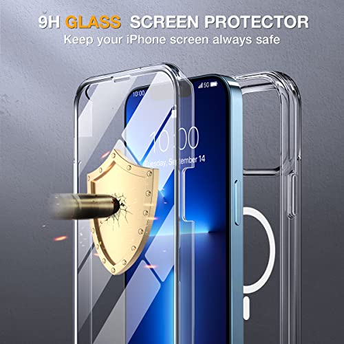 Image of Miracase for iPhone 13 Pro Case 6.1 inch,Full-Body Protection,Clear Bumper Case with Built-in 9H Tempered Glass Screen Protector,Military-Grade Drop Protection Outdoor Phone Case for iPhone 13 Pro,Clear