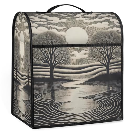 Coffee Maker Cover Abstract Art Sun Kitchen Appliance Covers Small Appliance Covers Blender Cover Juicer Cover Dust Covers for Kitchen Appliances with Top Handle and Pockets,Washable,C40