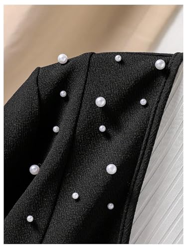 MakeMeChic Girl's Pearl Beaded Long Sleeve Coat Open Front Y2K Short Jacket Outerwear3