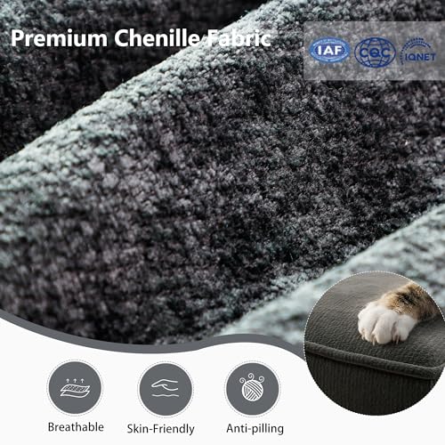 Image of Ihanherry 112 inch Modular U-Shaped Sectional Sofa, Modern 6-Seat Cloud Couch with 2 Storage Ottomans, Comfy Chenille Convertible Furniture Set for Living Room, Apartment, Easy Assembly, Dark Grey