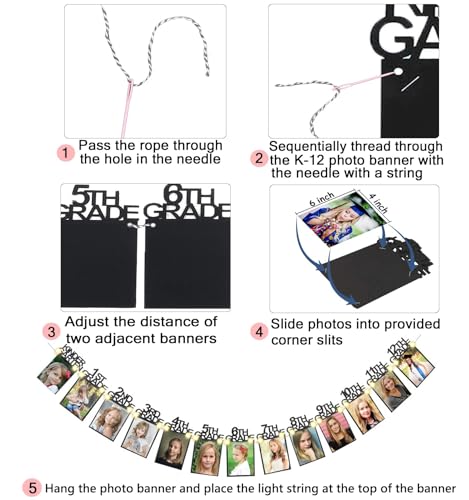 Image of 2026 Graduation Decorations 4x6 Graduation Photo Banner with LED Lights String K-12 Party Photo Display for Class of 2026 Picture Banner for High School Senior Party Supplies K025