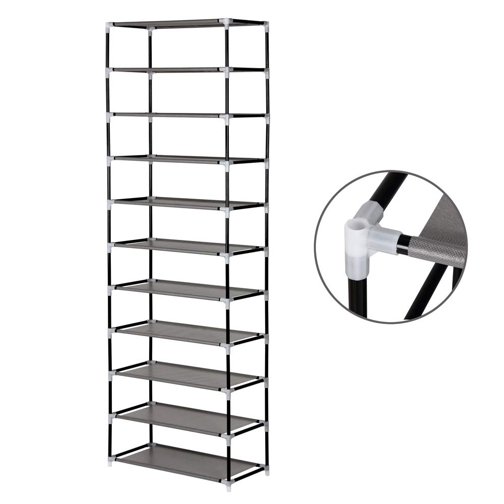 Scarpiera Salvaspazio Da 11 Ripiani - Armadio Per Scarpe Pieghevole Nero 60x30x175 Cm - Foto 6