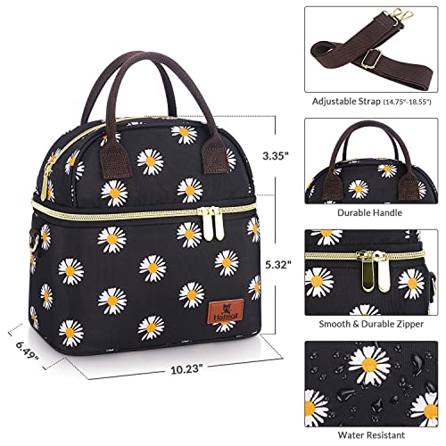 Hafmall Insulated Lunch Bag for Women 9L Dual Compartment Lunch Cool Bag for Work School Adult Lunch Bag with Shoulder Straps - Image 3