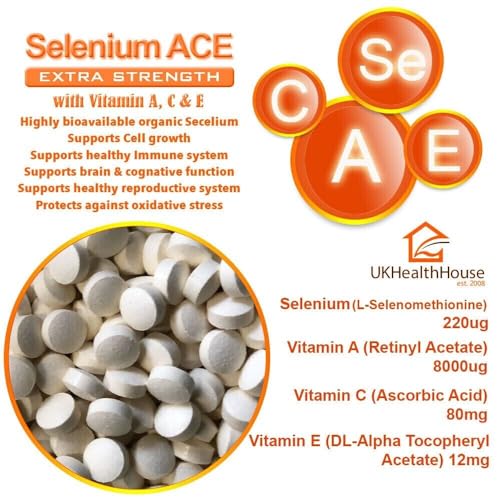 UKHealthHouse Premium - Selenium 220mcg ACE Tablet Vitamin A+C+E Immune Health Skin Hair Nails (60) - Image 6