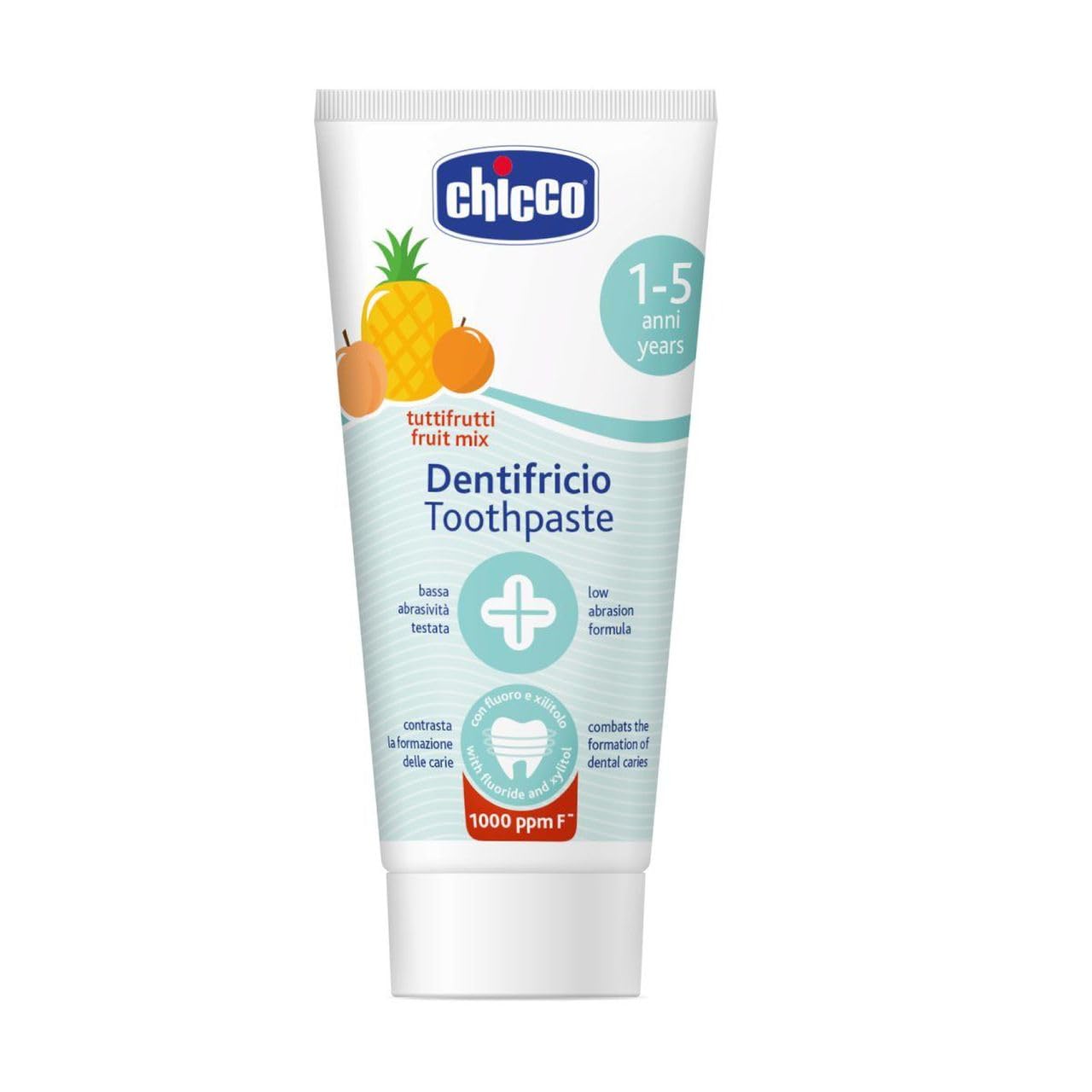 Chicco Children's Toothpaste, Low Abrasivity, with Betaine and Vitamin E, Contrast Carary Formation and Removes Plaque 12 Months - 50 ml