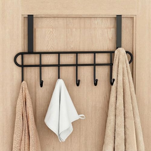 Image of Over The Door Steel Hooks |3 Pack Strong Heavy-Duty Door Hanger | Holder for Coat Hanging, Hat, Clothes, Towels, Napkin 7 Hooks, No Drilling (Big Hook 3 Pic Black)