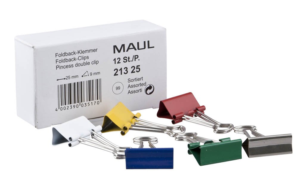 MAUL 21325-99 Foldback Clip Assorted Width 25 mm Clamp Width 9 mm