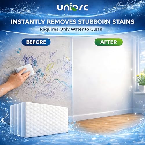 Image of UNIDSC Magic Eraser Sponge Pack of 4 | No Scratch Multi-Surface Cleaner | Removes Tough Stains from Walls, Kitchen, Bathroom, Shoes & Switch Boards | Just Add Water Cleaning Sponge (4 Eraser)
