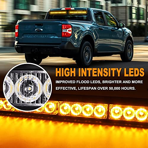 Foxcid 2X Led 17'' Inch Emergency Hazard Warning Traffic Advisor Strobe Flashing Light Bar W/ 16 Flash Modes Digital Display Controller For Vehicles, Blue #TOP1