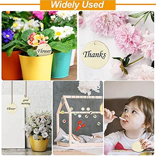QUCUMER 50 Pcs Wood Disc Slices, Round Wooden Pieces Thick Wooden Circles Unfinished Wood Craft Discs Round Wood Plaque Wooden Discs with Holes for DIY Crafts Painting Christmas Ornaments (4cm)