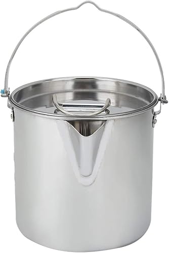 Miniatura 7 de TOPINCN Olla de acero inoxidable utensilios de cocina portátil colgante olla de agua hervidor de agua al aire libre camping senderismo cafetera