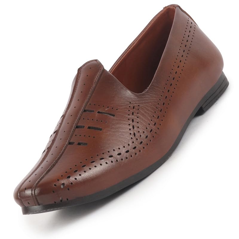 Men Perforated Traditional Ethnic Juttis and Mojaris | Laser-Cut Slip-On Shoe | Ideal for Weddings, Parties and Office-image-12