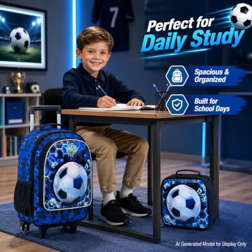 Image of CCJPX Rolling Backpack for Boys, Kids Roller School Bag with Wheels Toddler Wheeled Bookbag Elementary