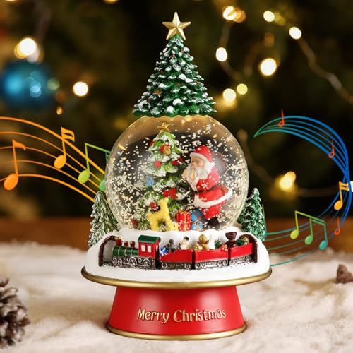 Lewondr Weihnachts-Schneekugel mit Musik und Licht, Zug und...