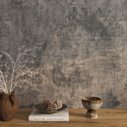 Livelynine Moody Concrete Wallpaper Peel and Stick Industrial Mod...
