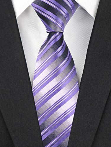 Image of Elfeves Men's Modern Striped Patterned Formal Ties College Daily Woven Neckties
