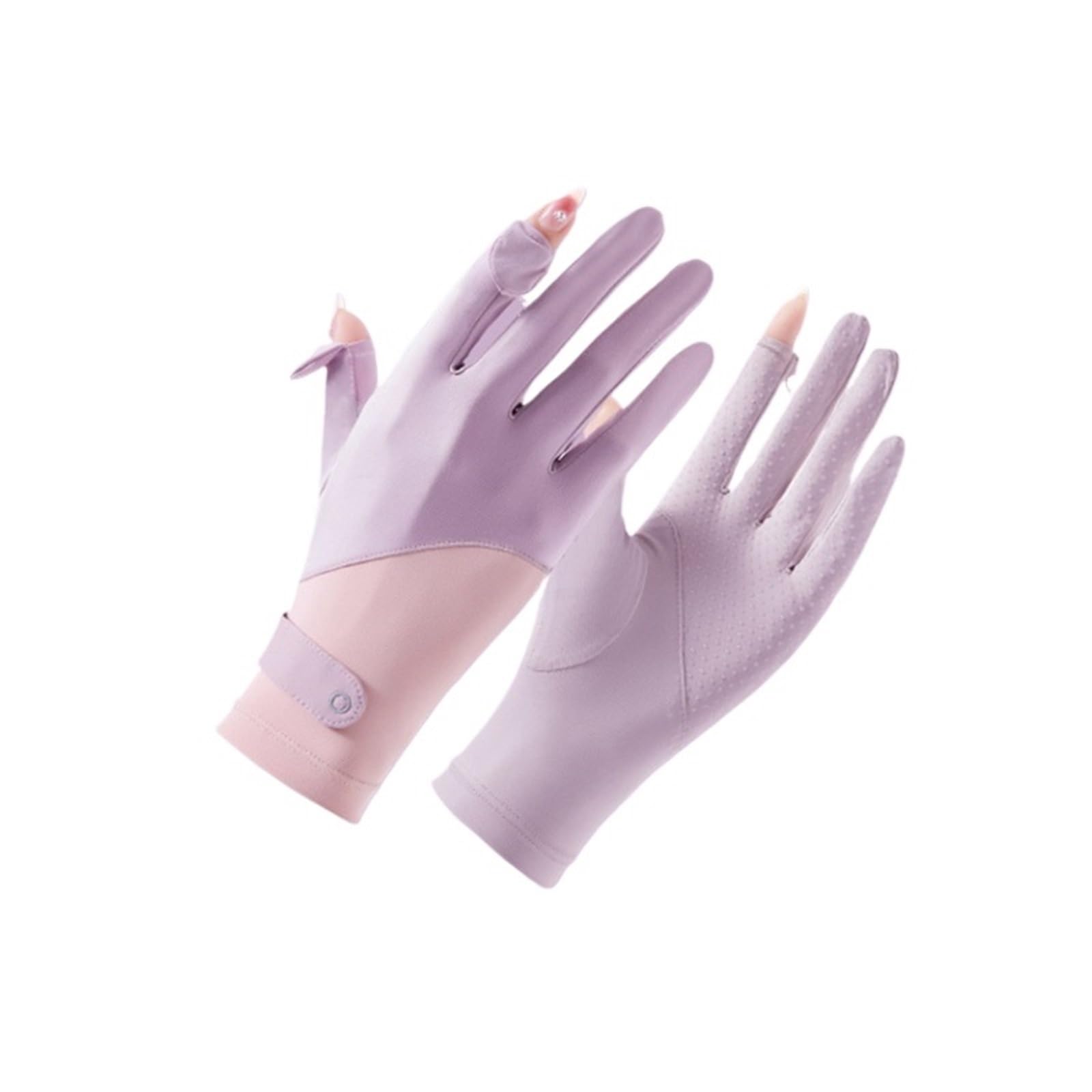 JMORCO Sun Gloves Summer Sunscreen Gloves Women Thin Ice Silk Anti-ultraviolet Dew Finger Touch Screen Driving Riding Non slip(Purple)