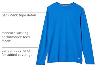 Amazon Essentials Men's Long Sleeve Moisture Wicking Performance Tech Workout Crew Neck T-Shirt