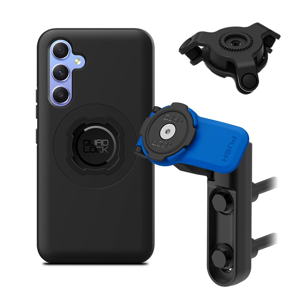 Quad Lock Brake/Clutch Motorcycle Phone Mount with Vibration Dampener and MAG Phone Case for Galaxy A54